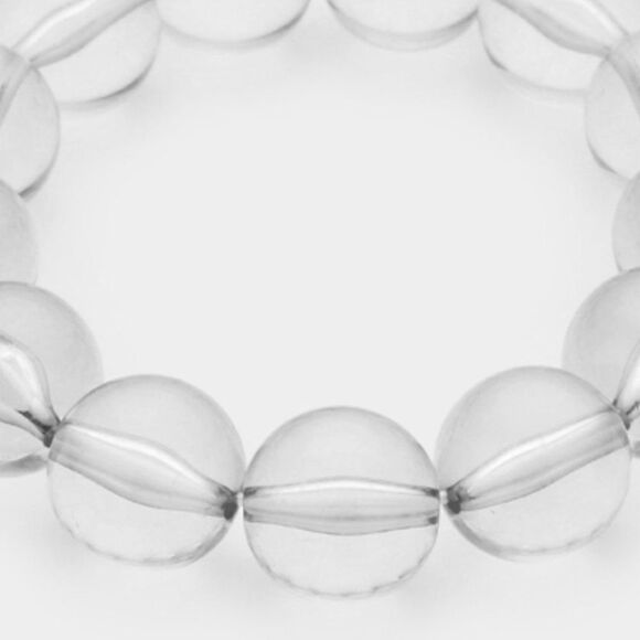 5/$25 Lucite Gray Ball Stretch Bracelet - Picture 2 of 7